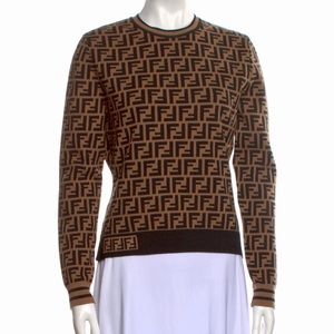 Fendi brown long sleeve top size small